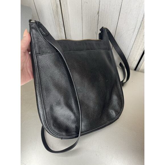 NORDSTROM Black Genuine Pebble Leather Handbag Crossbody Shoulder Bag - Picture 2 of 7